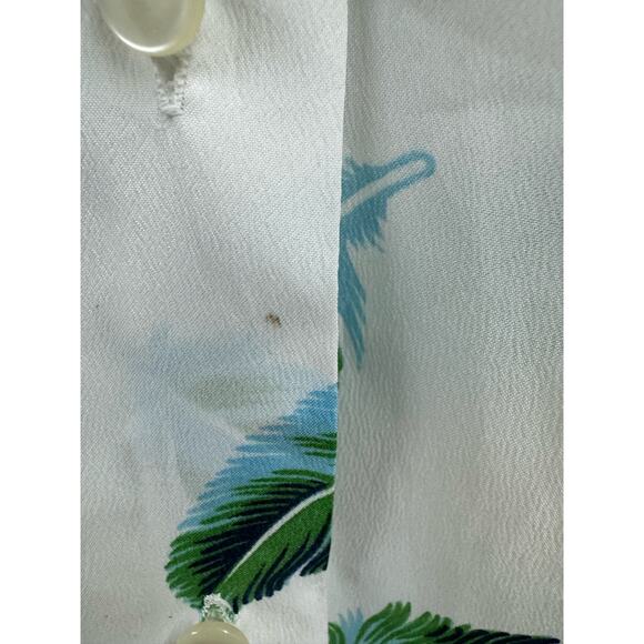 70s Vintage Kmart button up feather print blouse large - Picture 2 of 6